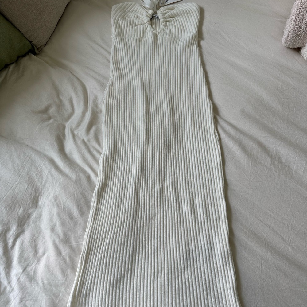 Zara White Ribbed Dress